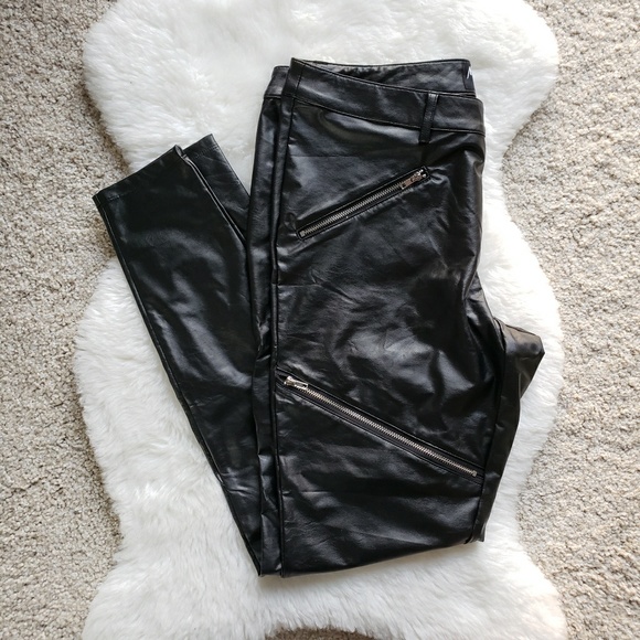 Nasty Gal Leather Moto Pants with Zips - Picture 5 of 7